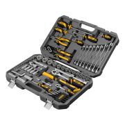 Набор инструментов, 1/2«, 1/4», CrV, S2, пластиковый кейс, 84 предмета Denzel