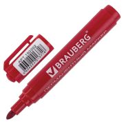 Маркер перманентный красный, BRAUBERG Classic кругл.наконечник 3мм, с клипом
